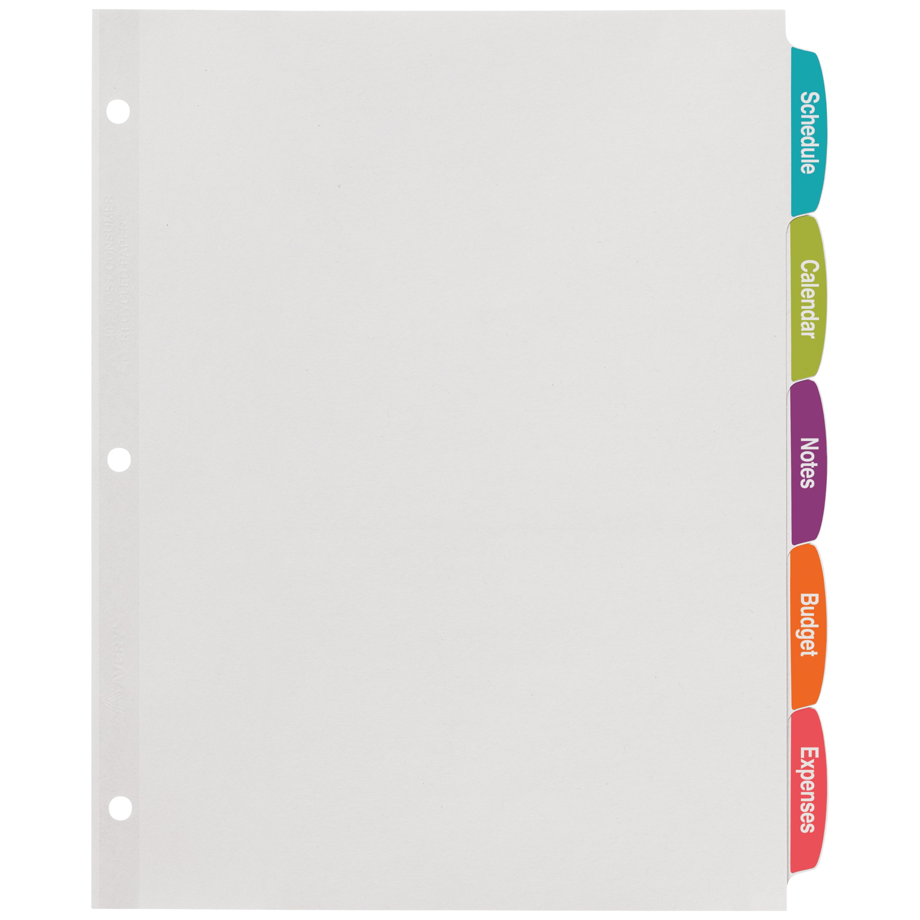 Big Tab™ White Label Dividers, 5-Tab Sets 14434 | Avery | Avery